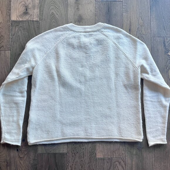 Madewell Waffle Knit Merino Cotton Crewneck Sweater Ivory Size XS - Picture 4 of 4